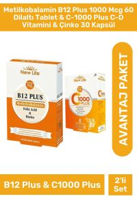 New Life C1000 Plus 30 Tablet + New Life B12 Plus Methyl 60 Tablet - Avantaj Paketi
