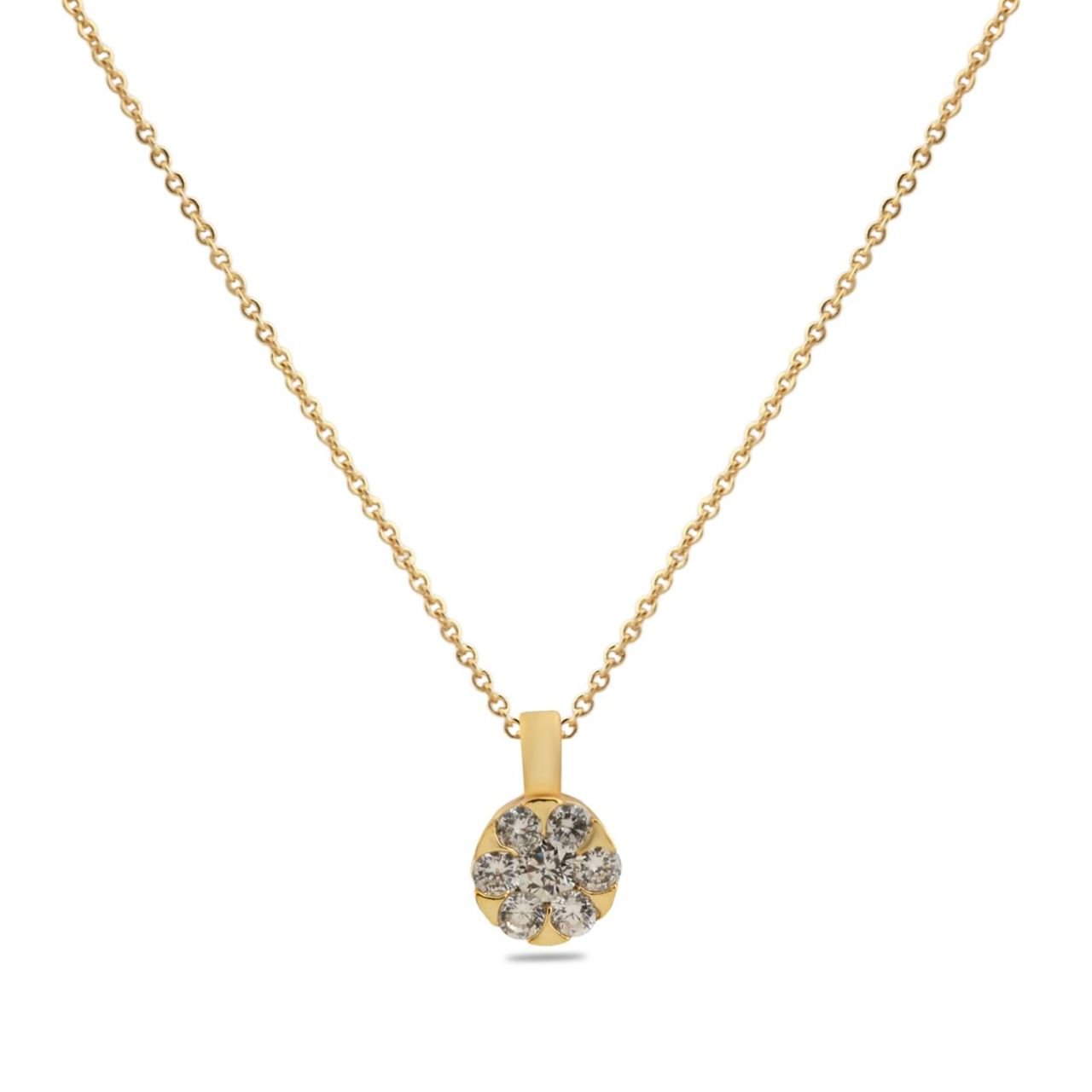 Çiçek Figürlü Zirkon Kolye Gold