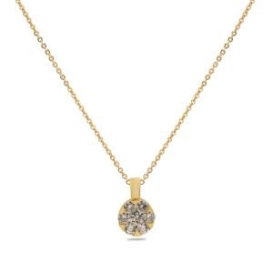 Çiçek Figürlü Zirkon Kolye Gold