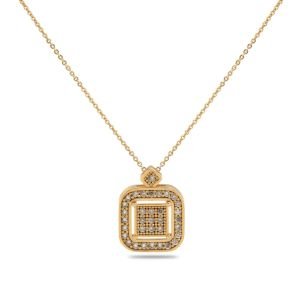 Büyük Kare Zirkon Taşı Kolye Gold