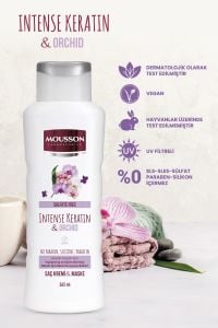 Mousson Yoğun Keratin&Amp Orkide İçeren Renk Koruyucu ve Yıpranmayı Onaran Sülfatsız Durulanmayan Saç Bakım Kremi 200 ml