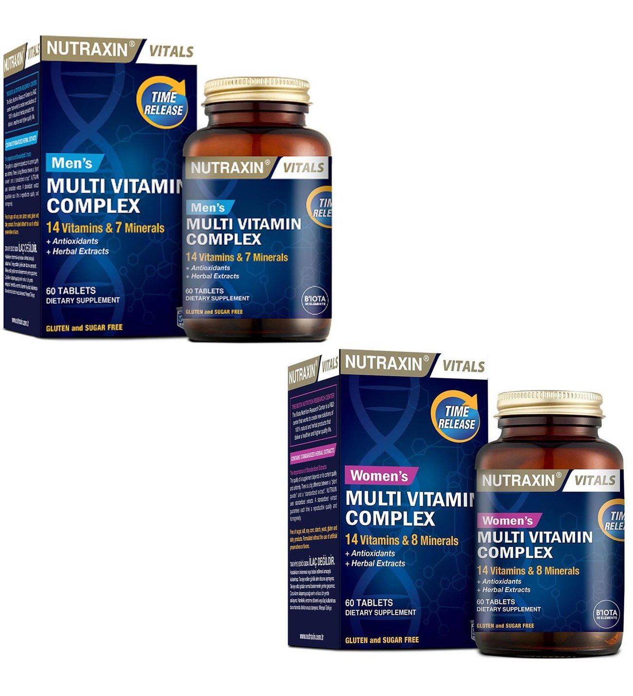 Nutraxin Multivitamin Complex Kadın 60 Tablet + Multivitamin Mineral Complex Erkek 60 Tablet