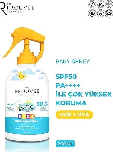 The Prouvée Réponses Baby Sun Bebek Güneş Koruyucu Sprey SPF50+ 200 ml