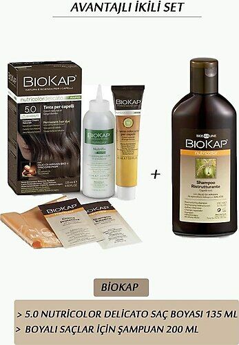 Biokap 5.0 Nutricolor Delicato Saç Boyası 135 ml + Şampuan 200 ml