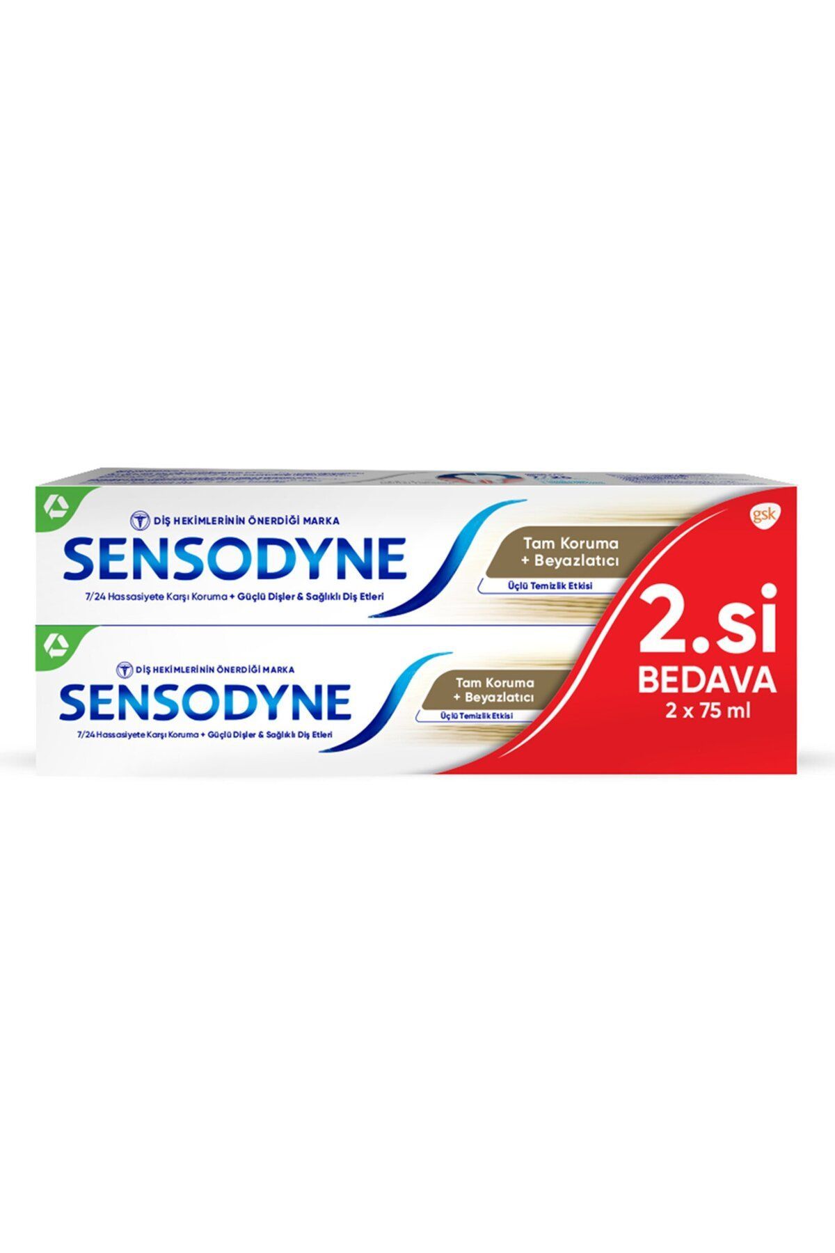 Sensodyn Tam Koruma + Beyazlatıcı Diş Macunu 2 X 75 ml