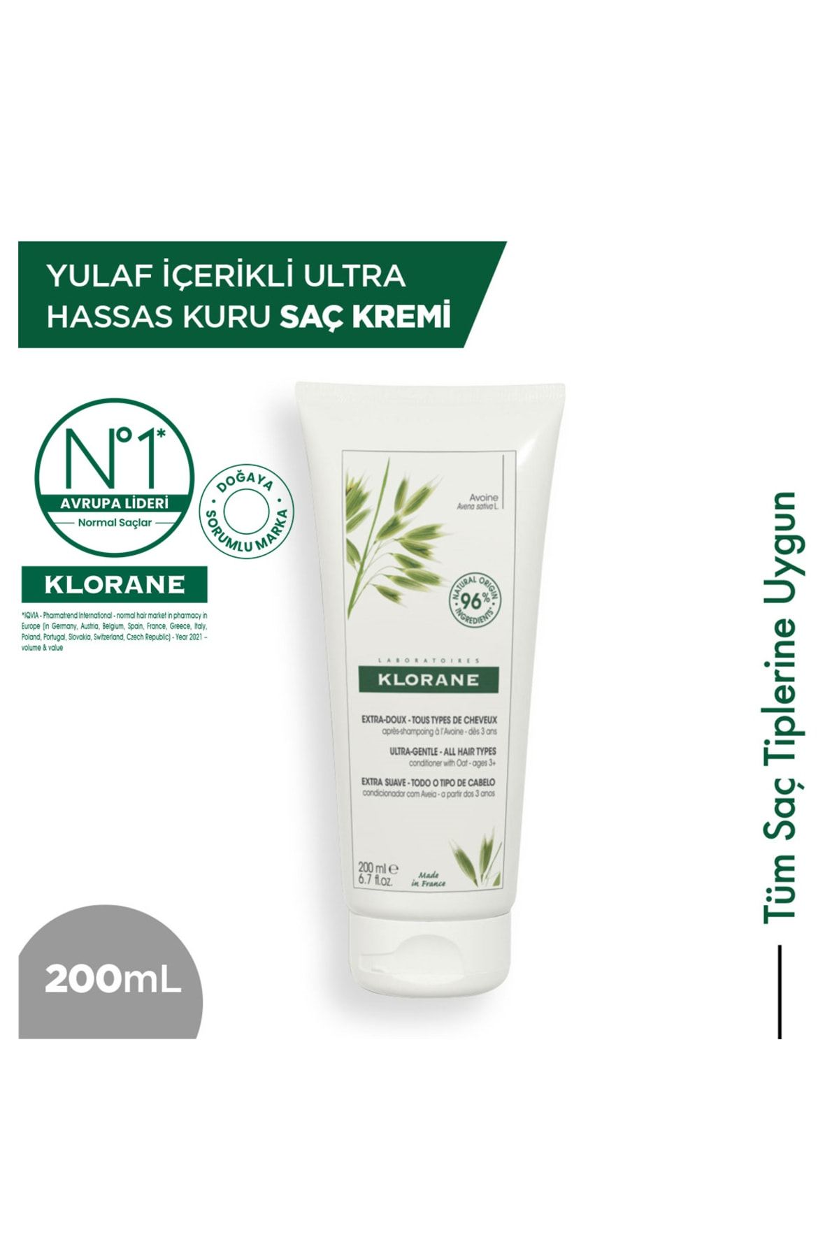 Klorane Yulaf İçerikli Ultra Hassas Saç Kremi 200 ml
