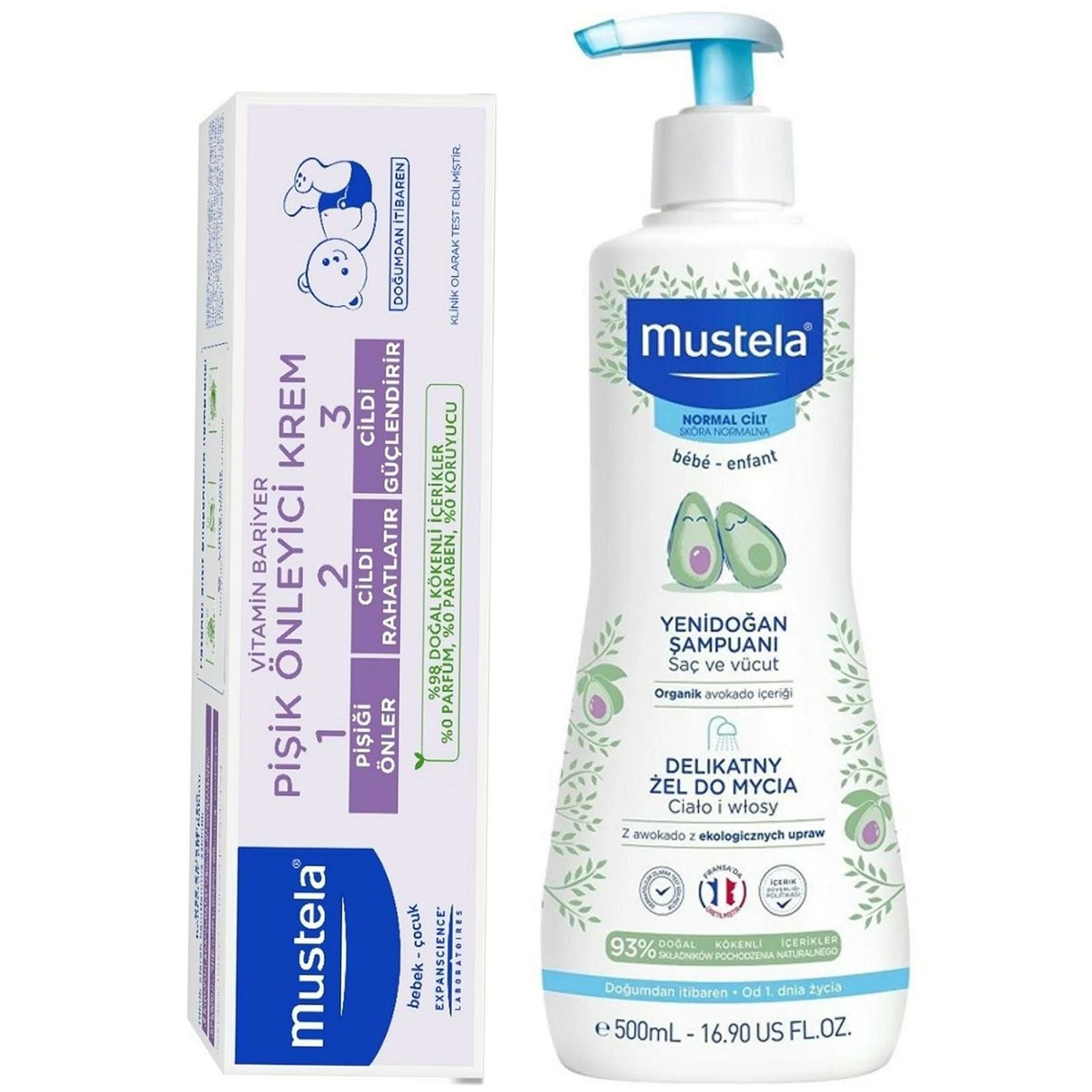 Mustela Yenidoğan Saç ve Vücut Şampuanı 500 ml + Mustela Pişik Kremi 100 ml