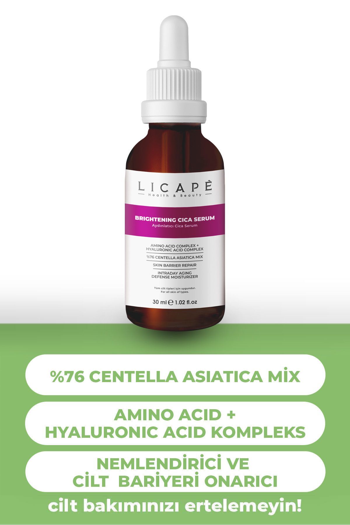 Licape %76 Centella Asiatica Aydınlatıcı Cica Serum 30 ml