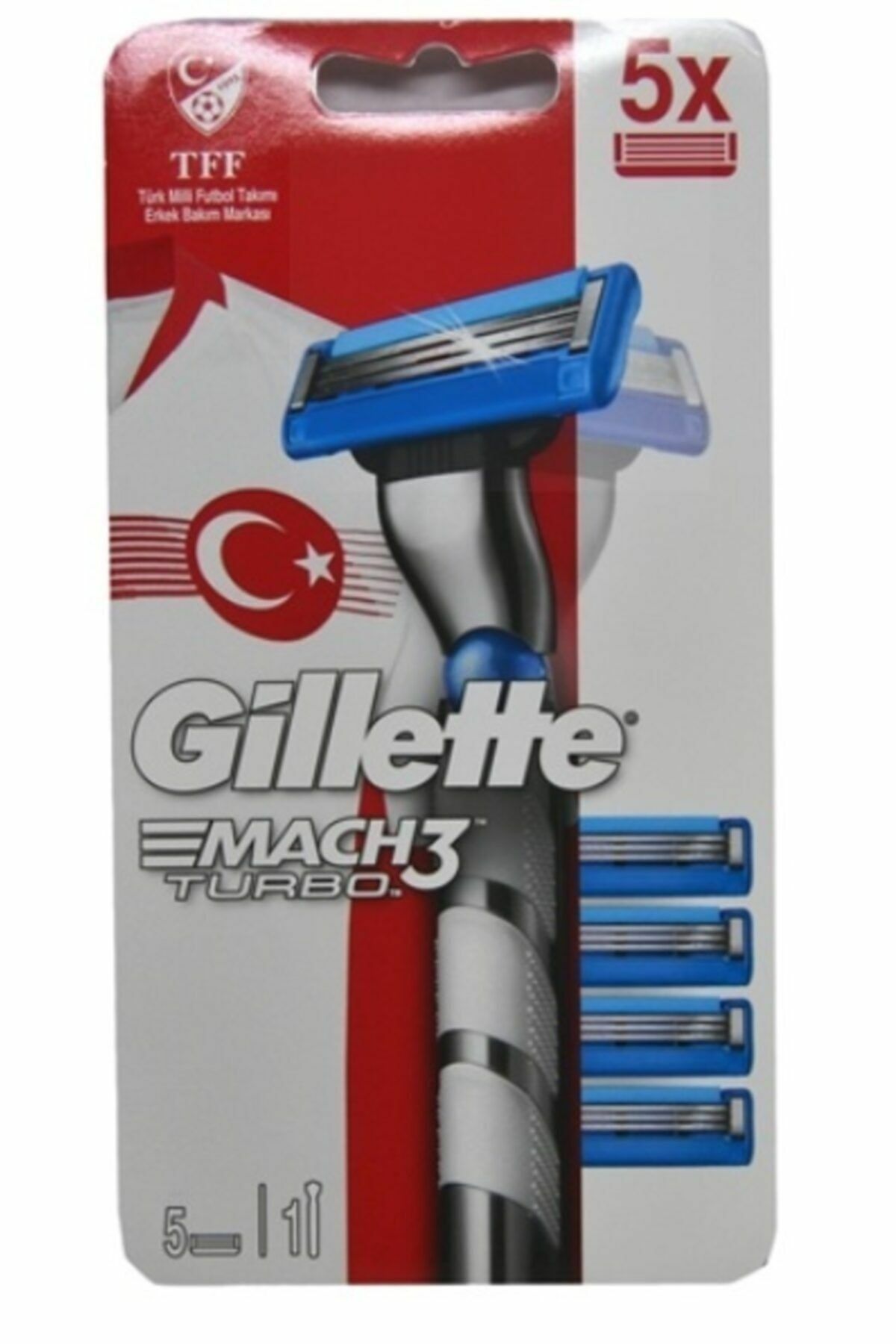 Gillette Mach3 Milli Takım Turbo Tıraş Makinesi + 5 Yedekli Tıraş Bıçağı