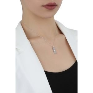 Kare Tria Zirkon Taşlı Kolye Gümüş