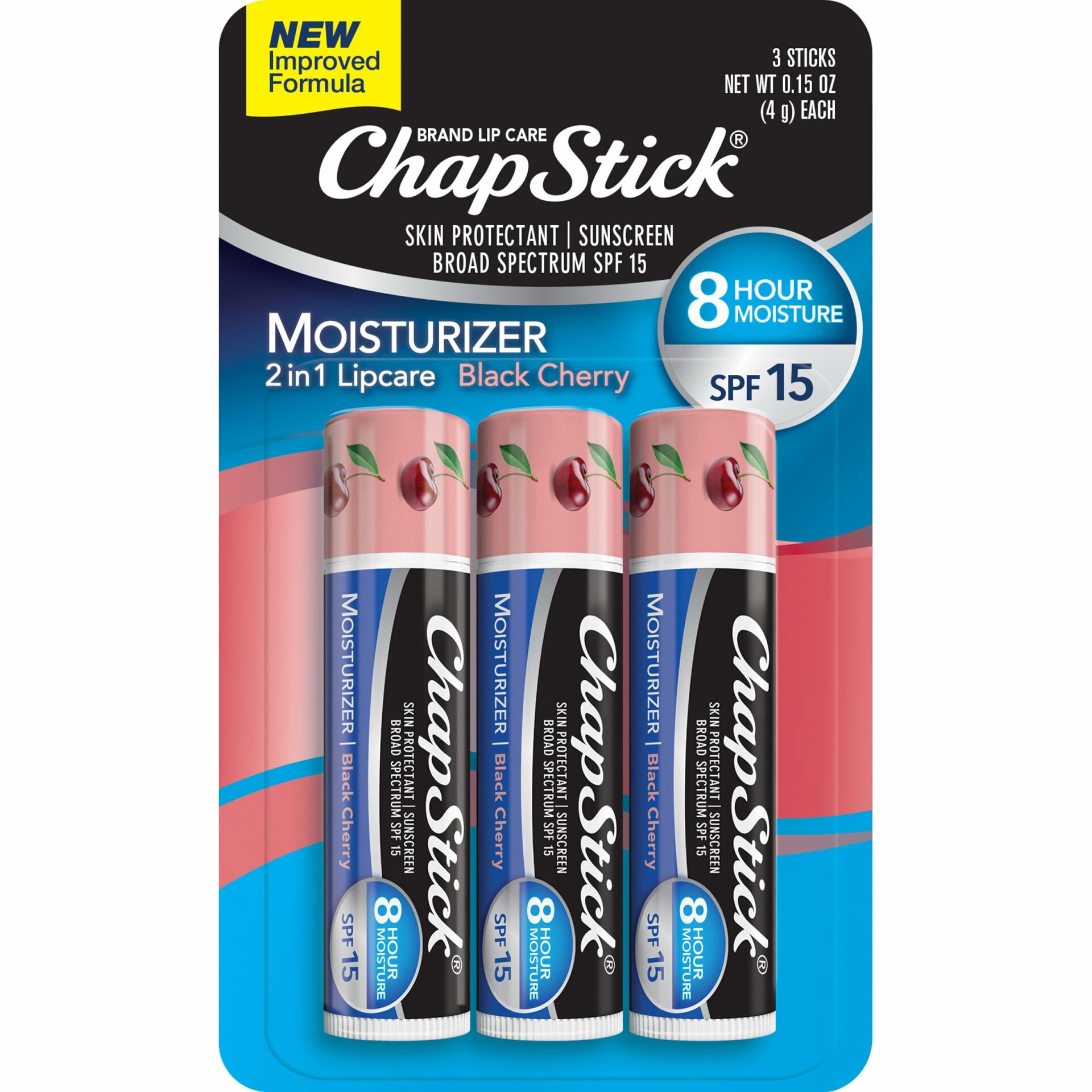 Chapstick Lip Moisturizer Protectant With SPF15 3 Sticks