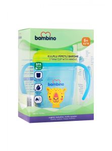 Bambino P6150 Kulplu Pipetli Bardak +6 Ay 230 ml - Mavi