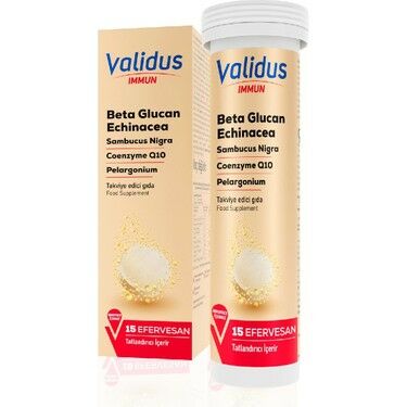 Validus İmmun Beta Glucan + Echinacea 15 Efervesan Tablet