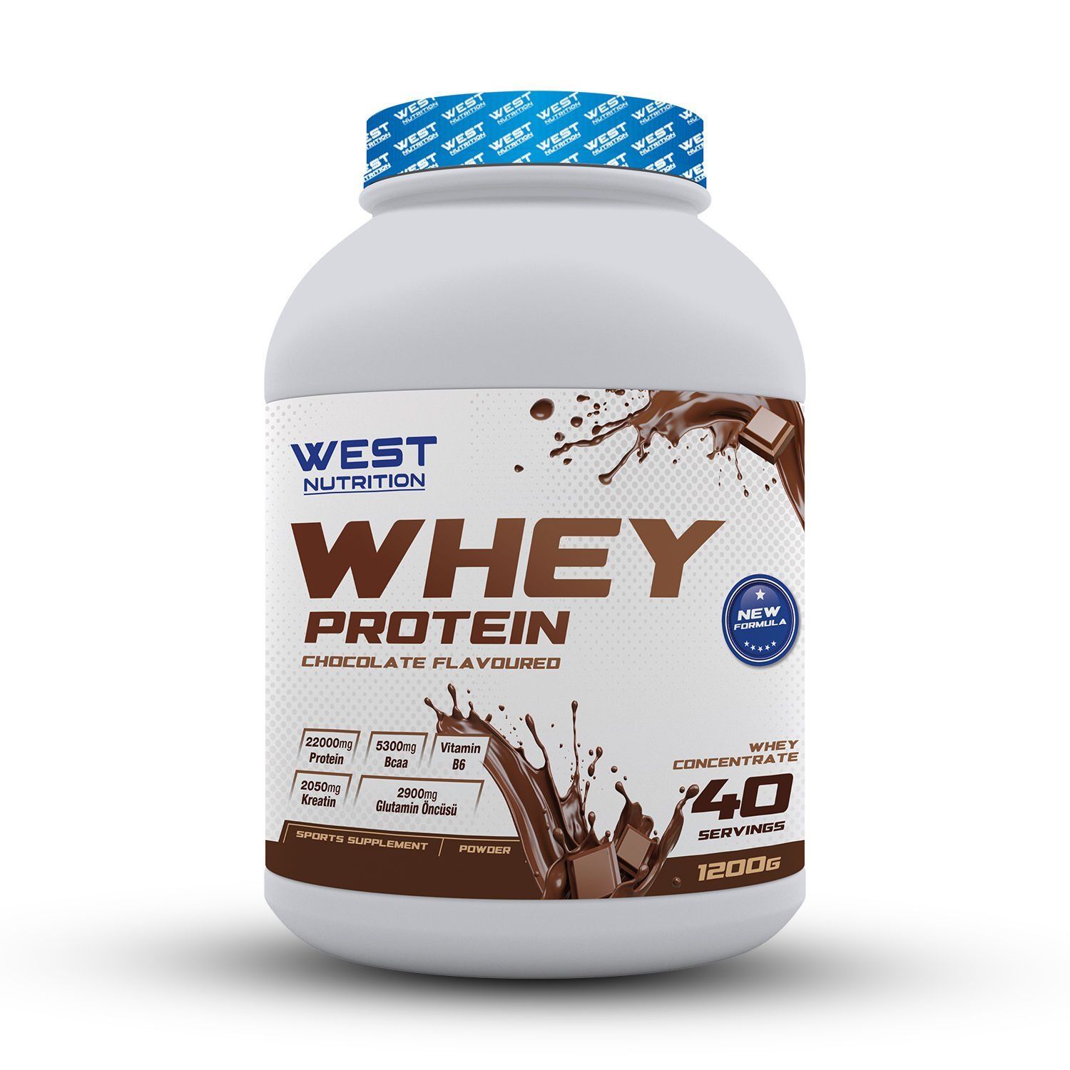 West Nutrition Whey Protein Tozu 1200 Gram 40 Servis Fındık Çikolata Aromalı