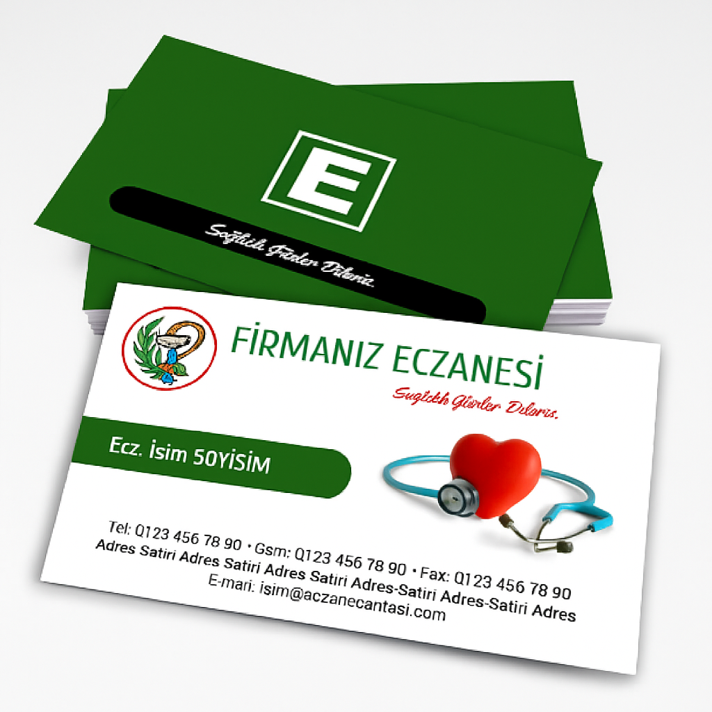 Eczane Kartvizit Yeşil 1000 Adet