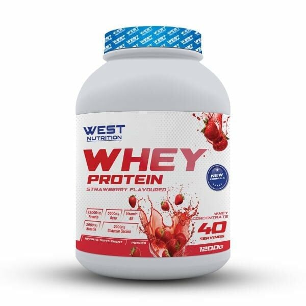 West Nutrition Whey Protein Tozu 1200 Gram 40 Servis Çilek Aromalı