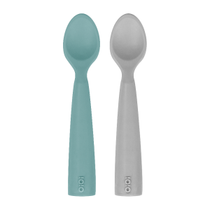 Oioi Nam Nam Silikon Mama Kaşığı 2'li - Aqua Green / Powder Grey