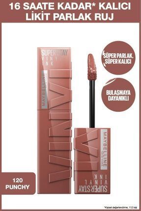 Maybelline New York Super Stay Vinyl Ink Uzun Süre Kalıcı Likit Ruj - 120 Punchy