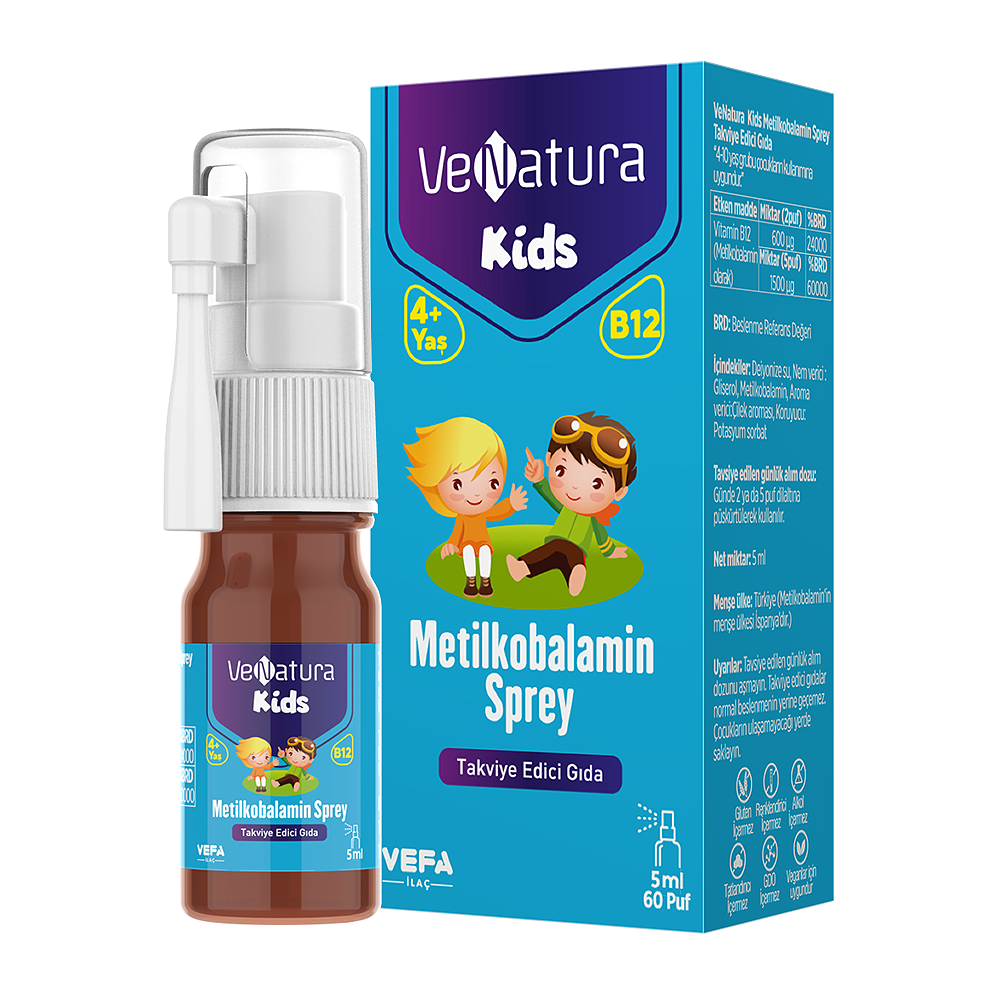 VeNatura Kids Metilkobalamin Sprey 5 ml Takviye Edici Gıda