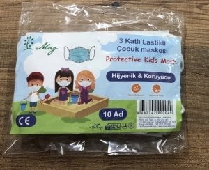 Maske Cocuk Mag 3 Katlı 10 Lu