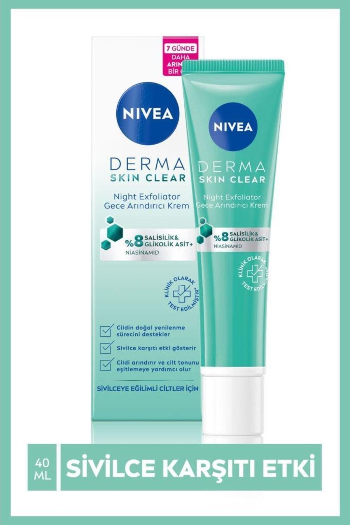 Nivea Derma Skin Clear Gece Arındırıcı Krem 40 ml
