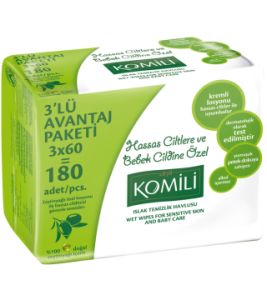 Komili Islak Temizlik Havlusu Hassas Ciltler 3 x 60lı