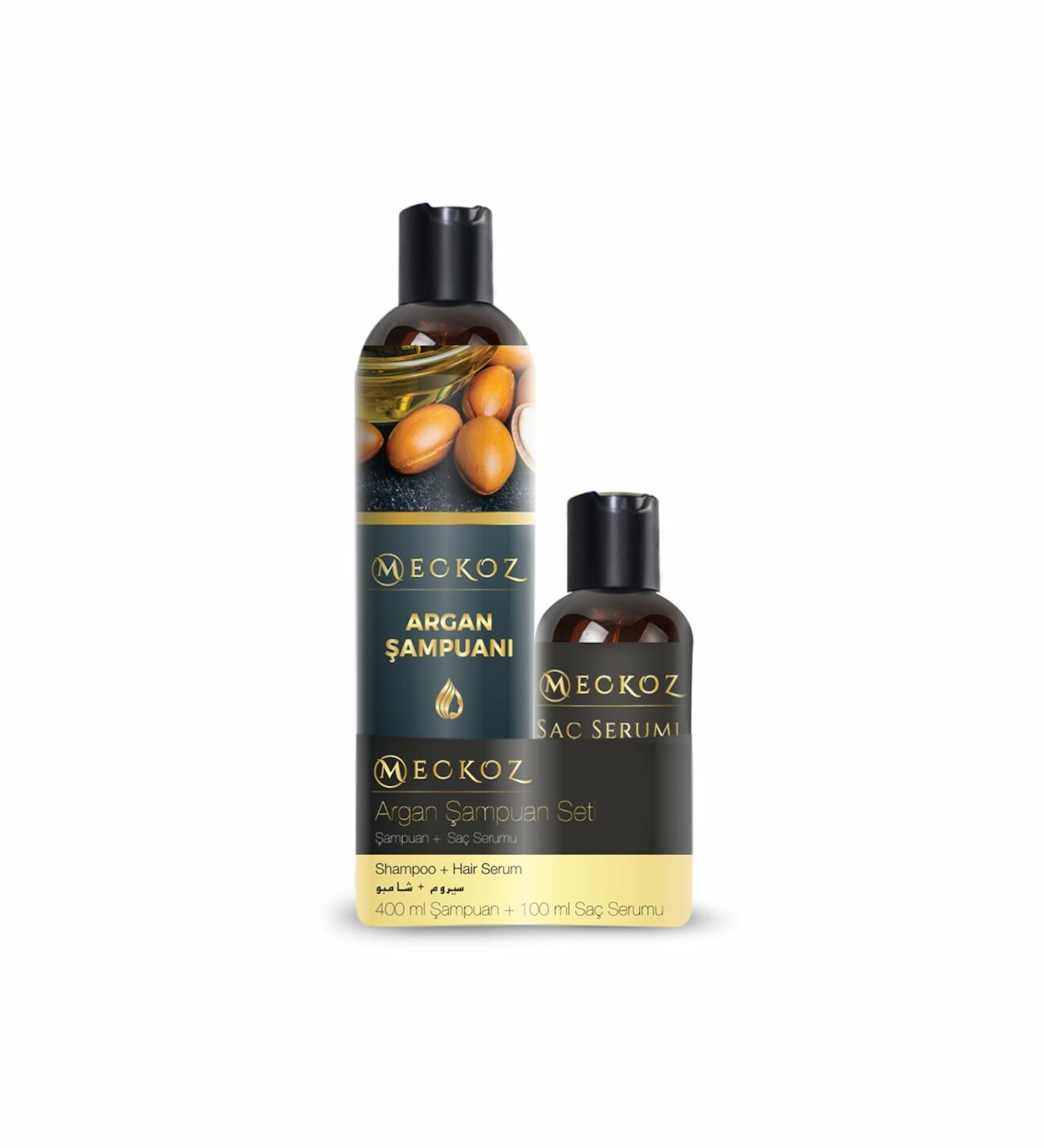 Meckoz Argan Şampuan Seti (400 ml Şampuan + 100 ml Saç Serumu)