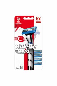 Gillette Mach3 Turbo Tıraş Makinesi + 5 Yedek Bıçak Milli Takım Özel Paketi
