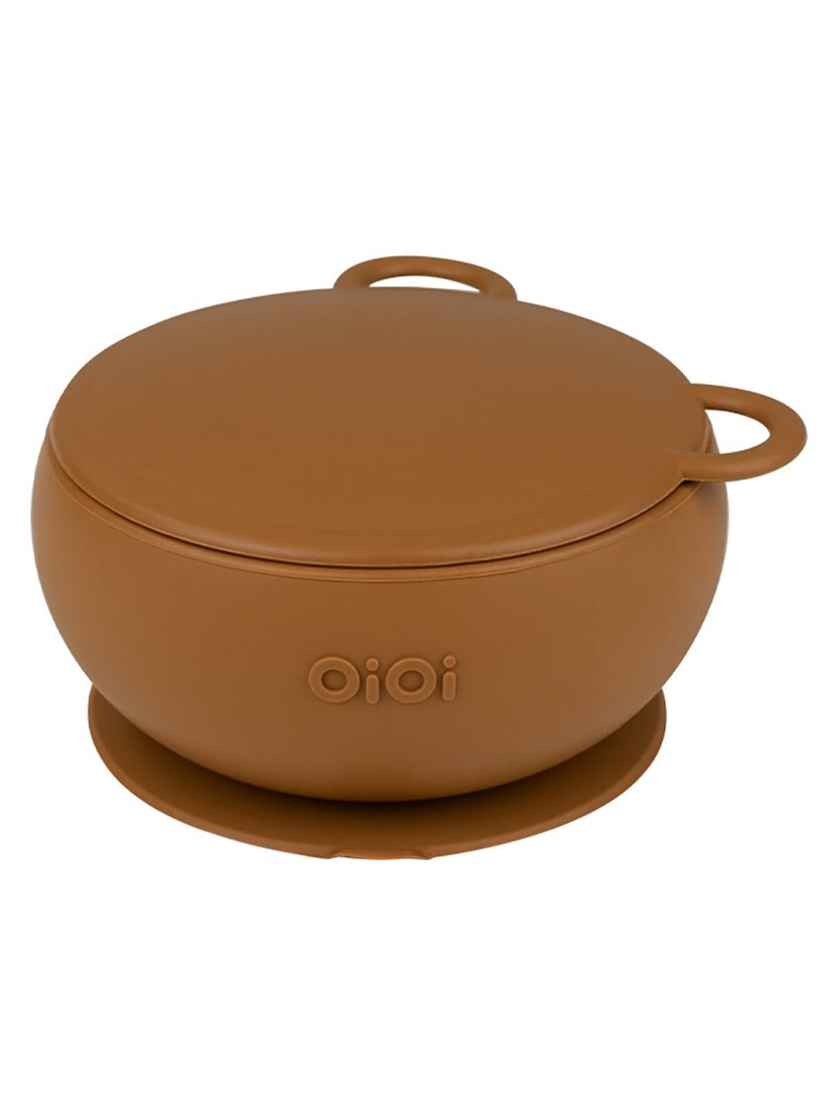 Oioi Vakum Tabanlı Silikon Kapaklı Kase Kahverengi