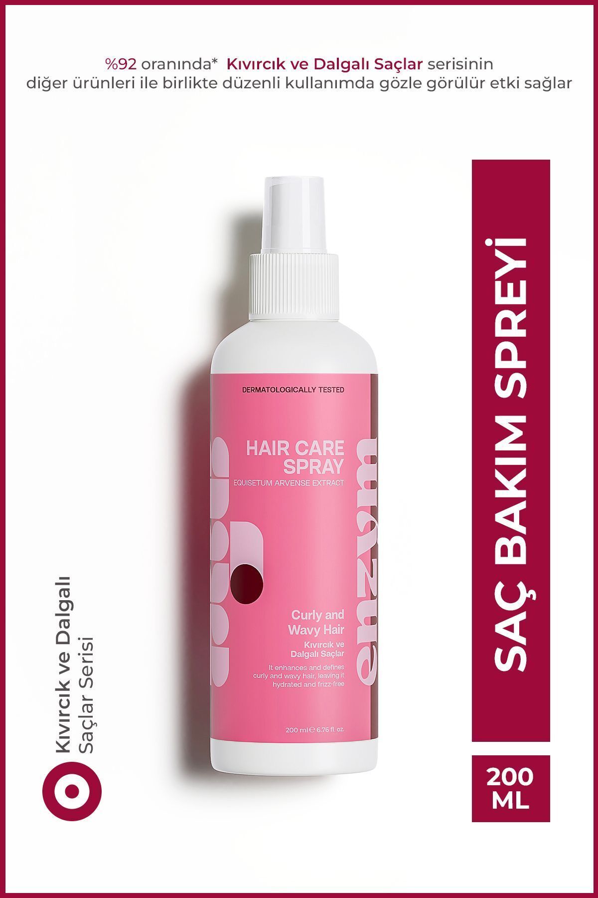 Enzym Cosmetics Kıvırcık ve Dalgalı Saçlar İçin Bukle Belirginleştirici Saç Bakım Spreyi 200 ml