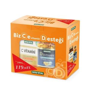 Aksuvital İkili Vitamin Seti - C Vitamini 60 Tablet + D Vitamini 60 Tablet