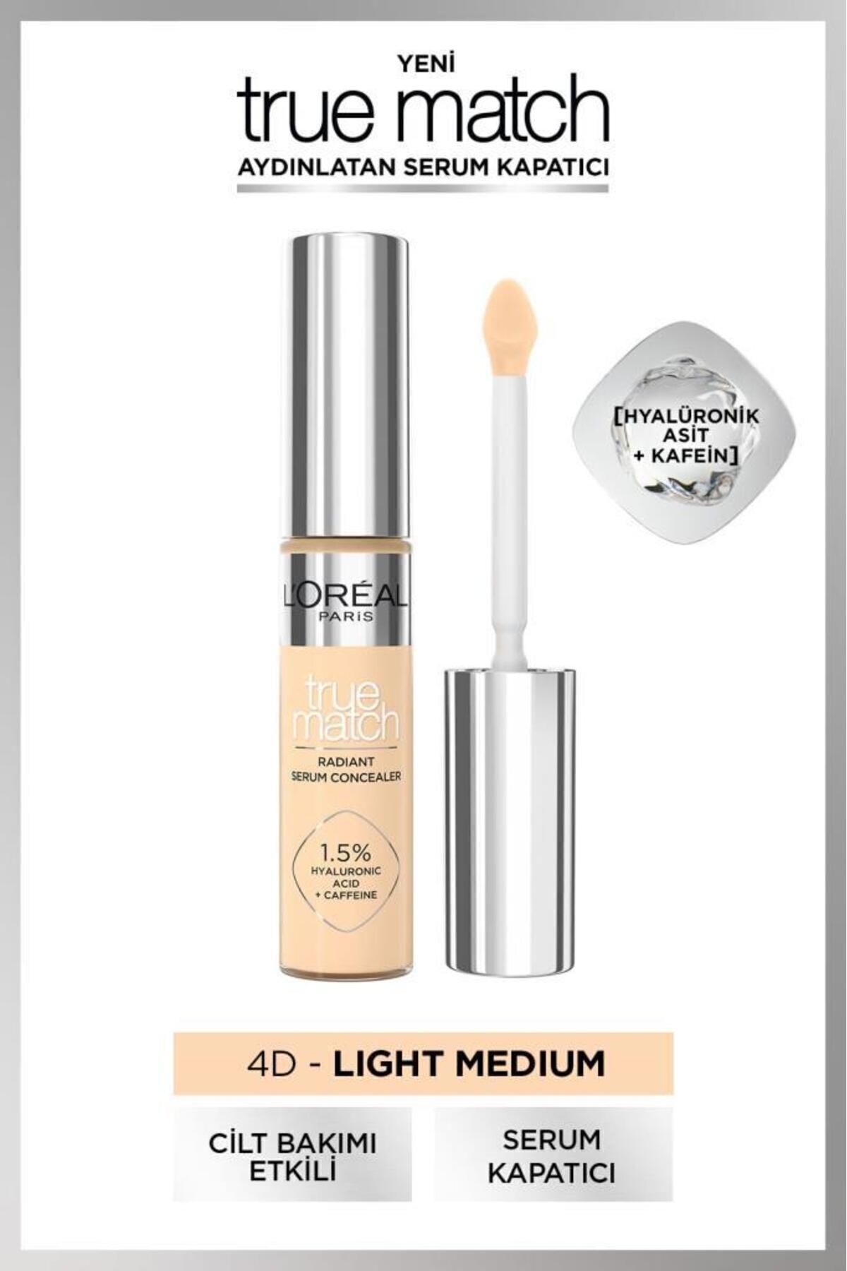 L'Oreal Paris True Match Aydınlatan Serum Kapatıcı 4D Light Medium