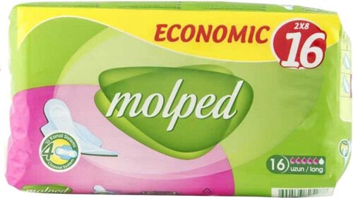 Molped Kanatlı Uzun Hijyenik Ped Eko Paket 16'lı