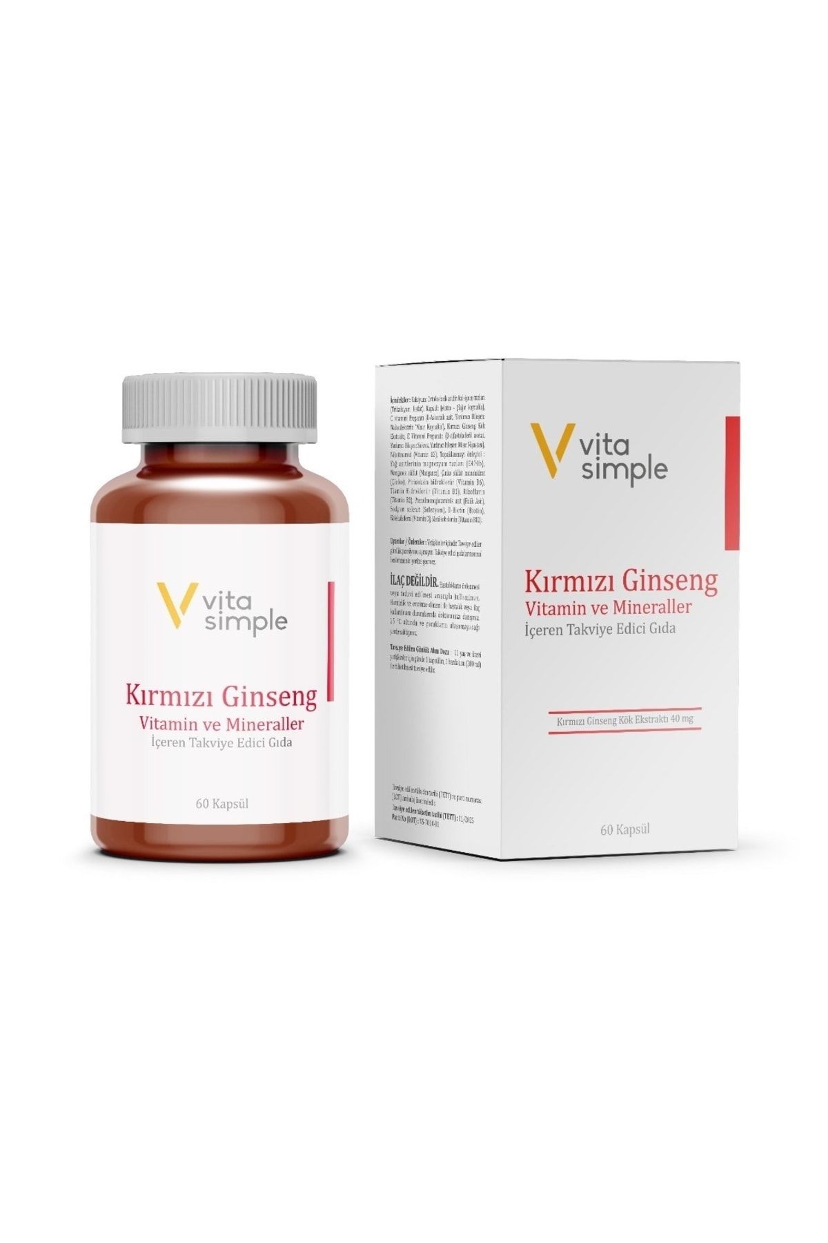 Vita Simple Kırmızı Ginseng İçeren Takviye Edici Gıda 60 Kapsül