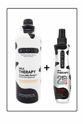 Morfose Milk Therapy Şampuan 1000 ml + Milk Therapy Fön Sütü Sıvı Saç Kremi 240 ml - 2'li Saç Bakım Seti