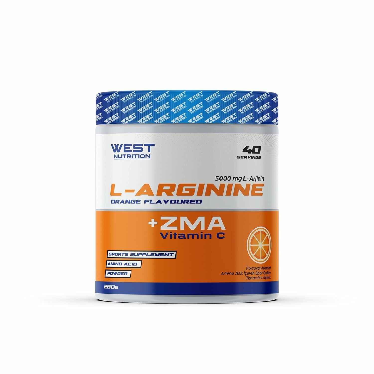 West Nutrition L-Arjinin Zma Vitamin C 280 gr 40 Servis Portakal Aromalı