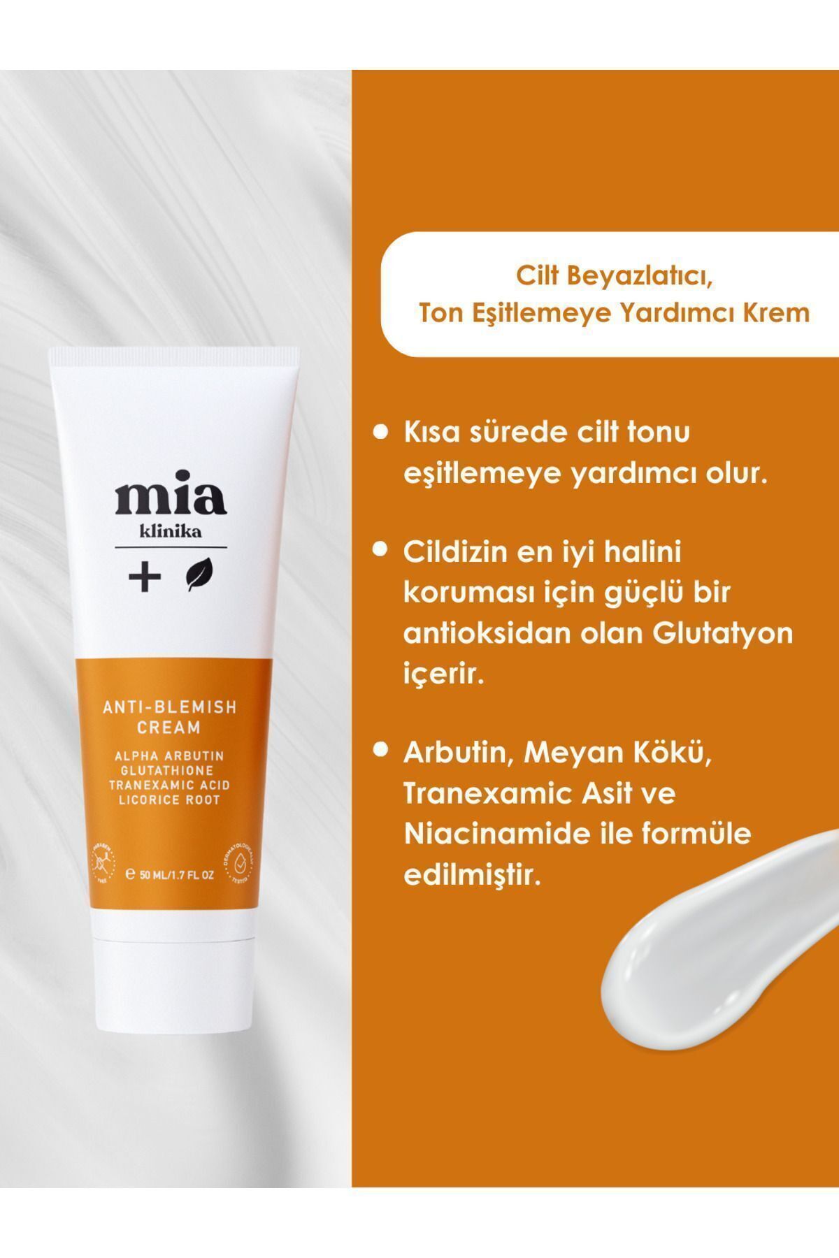 Mia Klinika Cilt Beyazlatıcı Ton Eşitleyici ve Leke Kremi 50 ml
