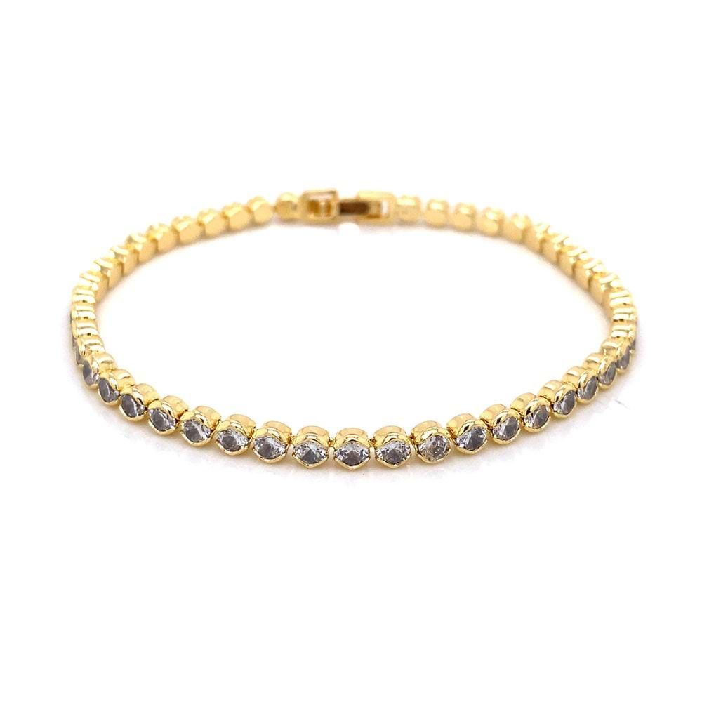 Chn-0127-4 Zirkon Su Yolu Bileklik Gold