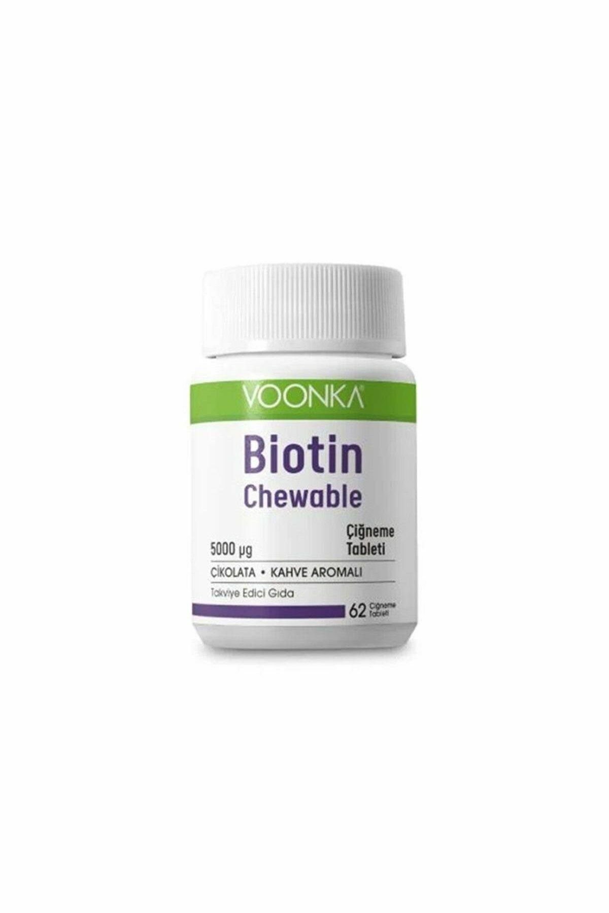 Voonka Biotin Chewable 5000 mcg Vitamin B7 İçeren Çikolata Kahve Aromalı 60 Tablet
