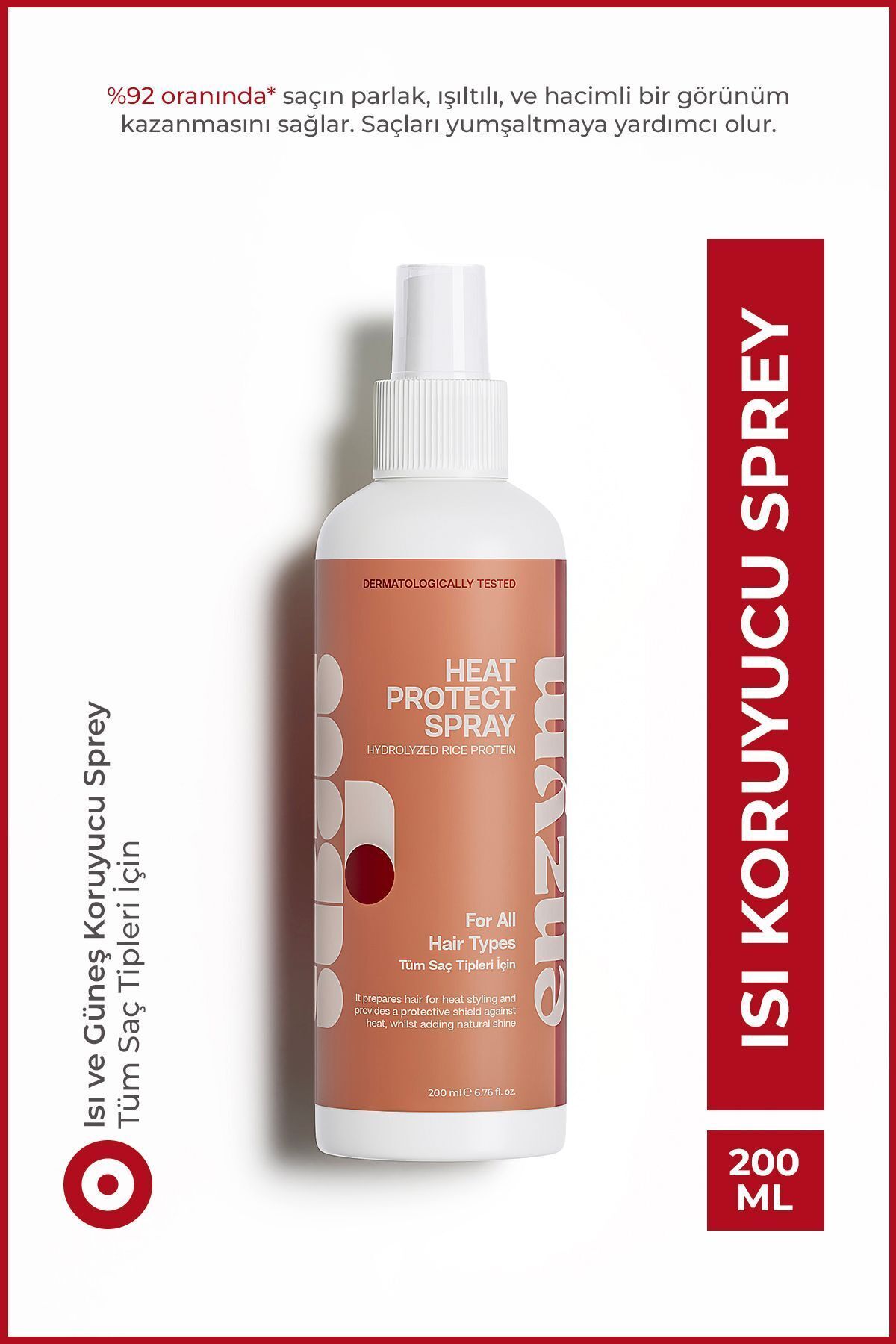 Enzym Cosmetics Isı ve Güneş Koruyucu Etkili Saç Spreyi Keratin Hidrolize Pirinç Proteini 200 ml