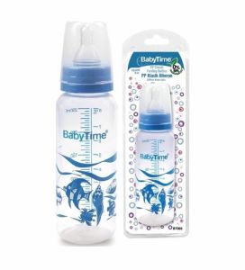 Baby Time Silikon Kiraz Uçlu Klasik Biberon 250 ml - Kırmızı