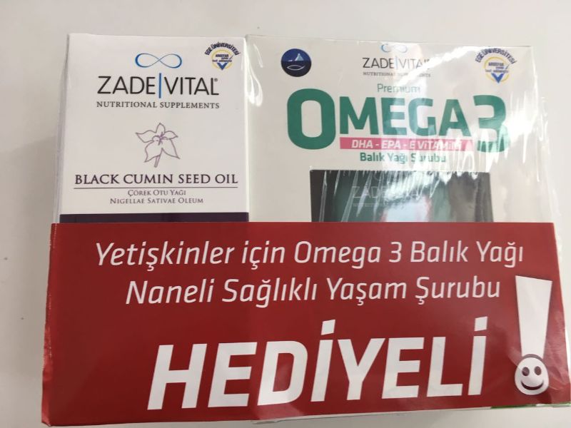 Zade Vital Corekotu Yaği Blister Kapsül+Omega 3 Yetişkin Surup Hediye