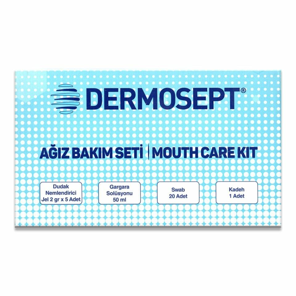 Dermosept Ağız Bakım Seti - Dudak Nemlendirici Jel 2 gr 5 Adet + Gargara Solüsyonu 50 ml + Swab 20 Adet