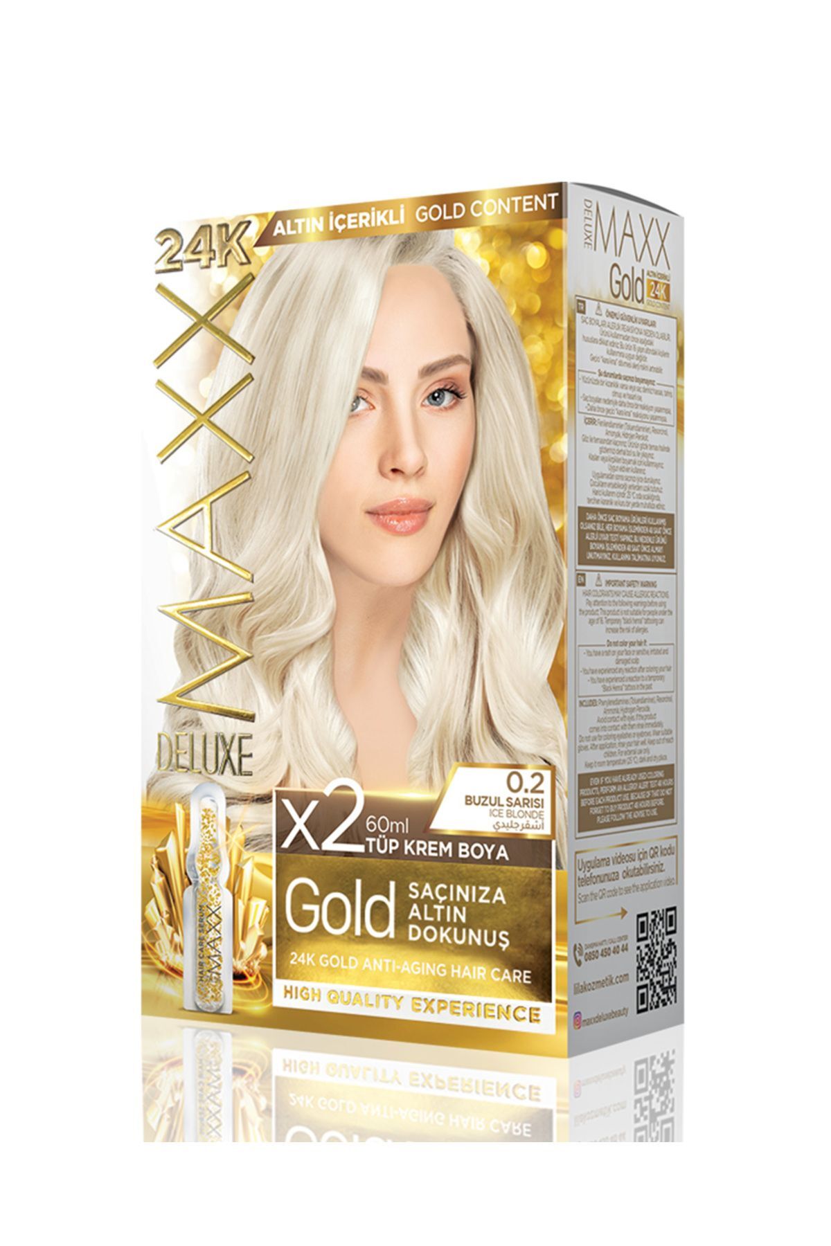 Maxx Deluxe Golden 24K Saç Boyası 0.2 Buzul Sarısı 2'li 60 ml