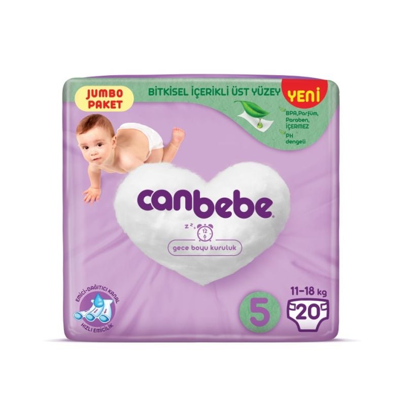 Canbebe Bebek Bezi Jumbo Paket No: 5 11-18 kg 20'li