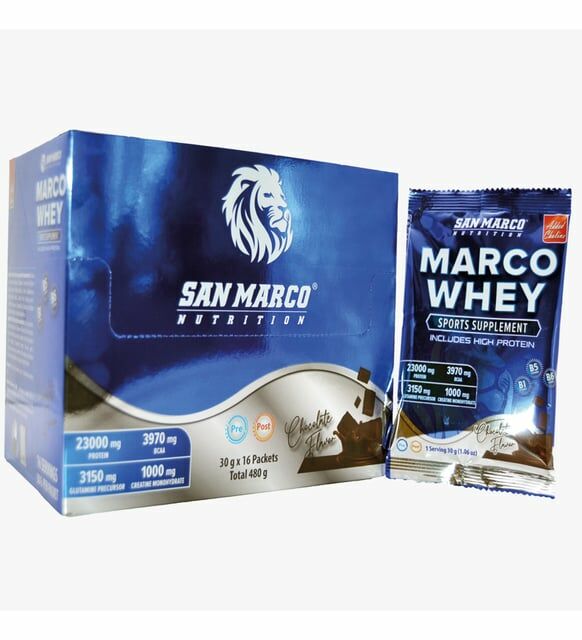Marco Whey Protein Tozu Çikolata Aromalı Saşe 480 gr - 16'lı