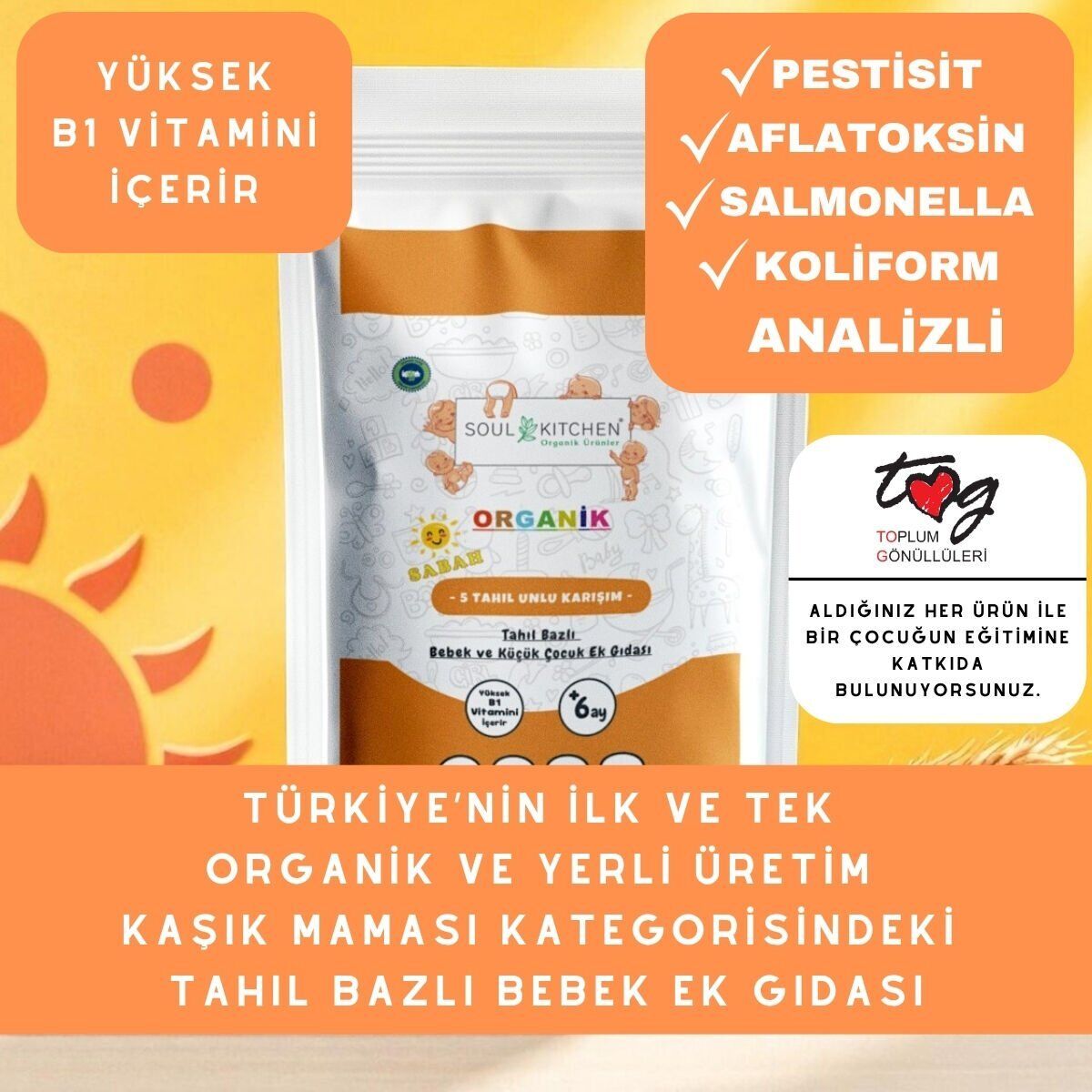 Soul Kitchen Organik 5 Tahıllı Sabah Maması Tahıl Bazlı Bebek Ek Gıdası 250 gr