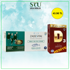 Zade Vital Omega 3 Balık Yağı 30 Kapsül + D3 Vitamini 30 Kapsül Hediye
