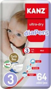 Kanz Klasik Bebek Bezi Midi 3 Numara 64'lü