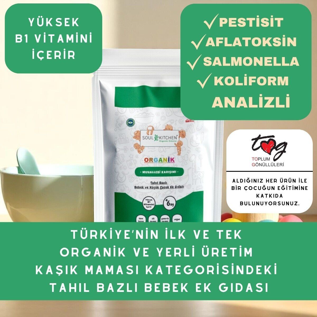 Soul Kitchen Organik Muhallebi Karışımı Tahıl Bazlı Bebek Ek Gıdası 250 gr